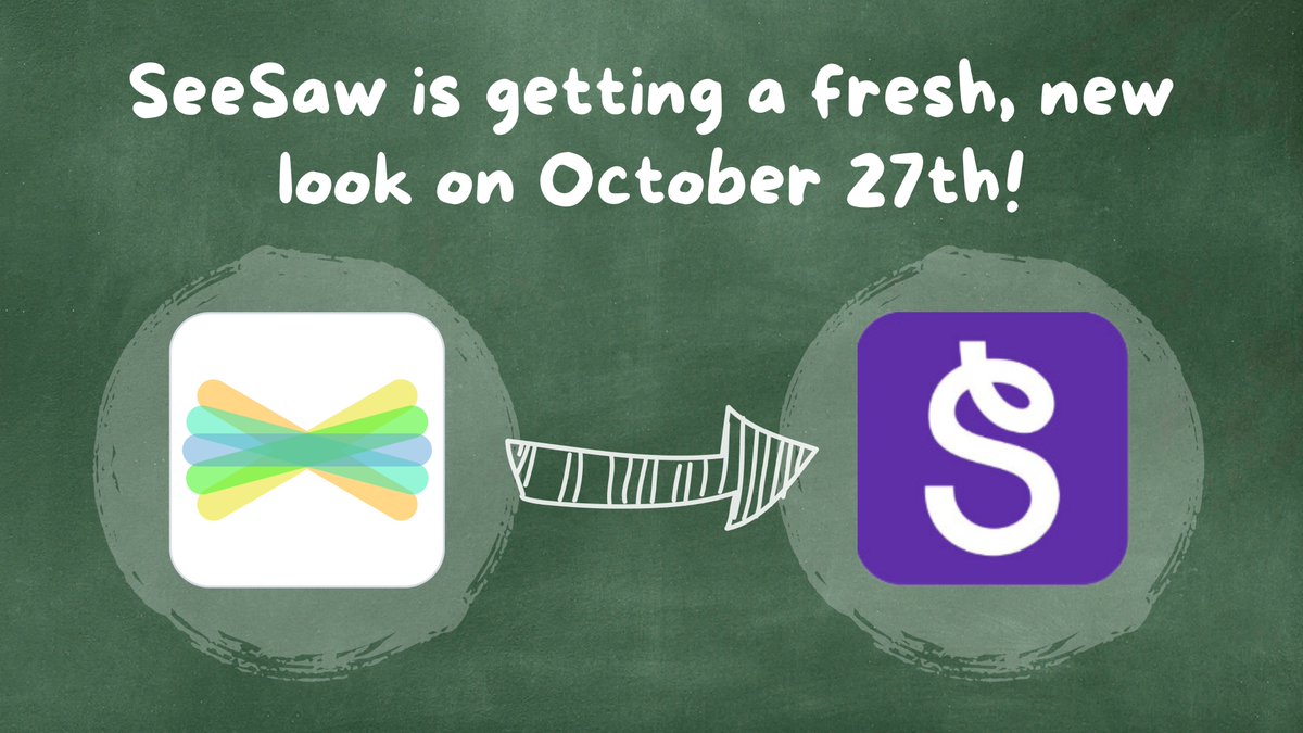 CCSD21InfoServ's tweet photo. SeeSaw is launching a new logo and brand colors on October 27th! Your students may notice a visual change, but no worries, the features will remain the same!
#21Learns https://t.co/o0eVSrwEGr