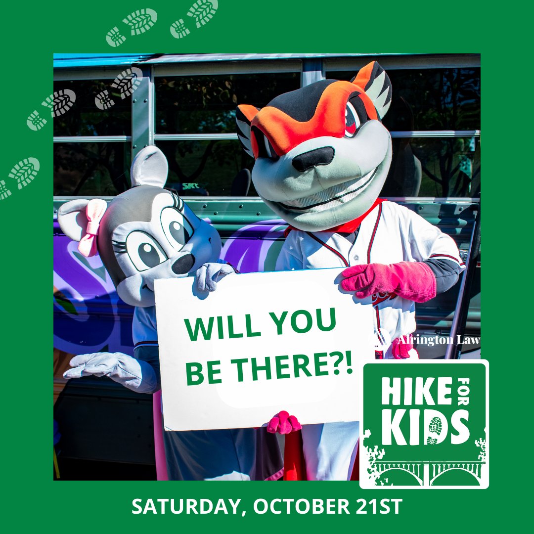 We're SO CLOSE to our 2023 Airington Law Hike for Kids – just 24 hours until our first round of hikers begin!!🥳

Walk-up registration will open at 8:45AM at the VA War Memorial!