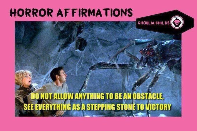 Horror Affirmations: DO NOT ALLOW ANYTHING TO BE AN OBSTACLE, SEE EVERYTHING AS A STEPPING STONE TO VICTORY. (*Eight Legged Freaks 2002)