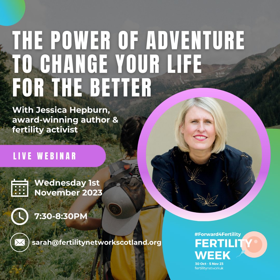 Join us for our More to Life webinar with @JessicaPursuit on Wednesday 1st November, where she'll be discussing her experience being #childlessnotbychoice and reflecting on how adventure has changed her life 💜 Sign up here: bit.ly/45KpXZ7 #fertilityweek #FW23