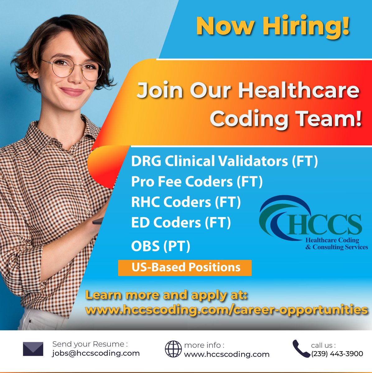 HCCSCoding's tweet image. 🌟 Elevate Your Career with HCCS! 🌟
✨ **We&apos;re Hiring!** Experience a rewarding and fulfilling career with HCCS! We offer a robust package and are dedicated to preserving coding jobs within the USA. 🇺🇸  
👉 **Apply Now: ** [HCCS Career Opportunities] (hubs.ly/Q026bzFT0)