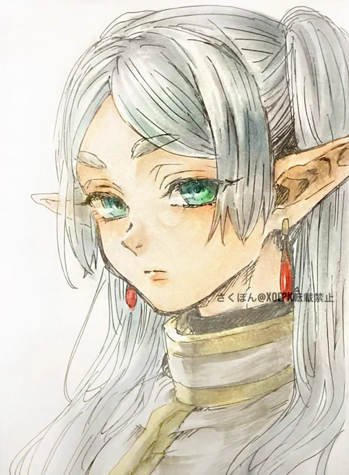 お久しぶりのお絵描きフリーレン、ハマりました 