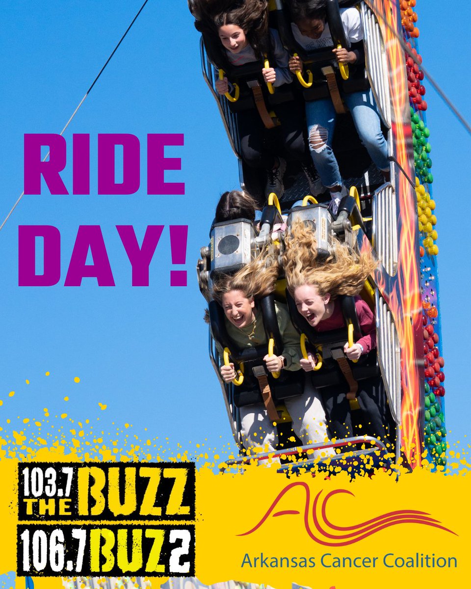 ArkStateFair's tweet image. 🎸 Get Ready to Rock with 103.7 THE BUZZ/106.7 THE BUZ2 and ARKANSAS CANCER COALITION RIDE DAY! 🎢
📚 SCHOOL DAY AT THE FAIR
🍔 LUNCH AT THE FAIR, SPONSORED BY ENTERGY

Find out more here: arkansasstatefair.com/daily-discount…
@1037TheBuzz
@AR_ACC