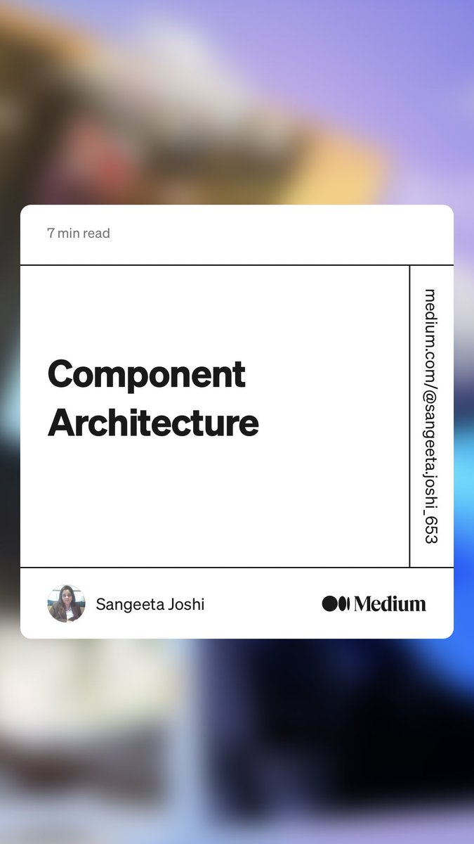 joshi_joshi2's tweet image. “Component Architecture” by Sangeeta Joshi
medium.com/ngconf/compone…