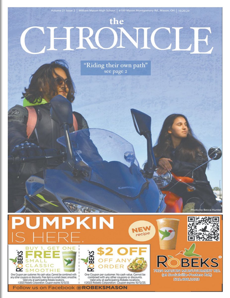 The Chronicle hit the halls today! 
Check out the online version of the October 2023 edition: anyflip.com/mxpf/wtoj/#p=1
<a href="/MasonHSComets/">MasonComets</a>