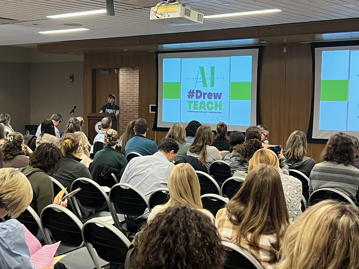 Brad Currie (@bradmcurrie) on Twitter photo <a href="/teachKHT/">Kristen H.Turner</a> kicking off the AI and Writing Symposium at Dew University. Sold out crowd! Looking forward to presenting and learning today. #drewteach <a href="/teachKHT/">Kristen H.Turner</a> kicking off the AI and Writing Symposium at Dew University. Sold out crowd! Looking forward to presenting and learning today. #drewteach