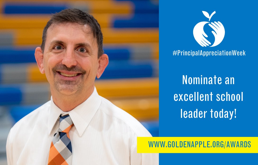 It's #PrincipalAppreciationDay! Golden Apple encourages you to say thank you to an extraordinary principal and nominate them for the Golden Apple Award for Excellence in Leadership! 

Submit your nomination for a school principal today: ow.ly/pake50PRjqr 

#LeadGolden