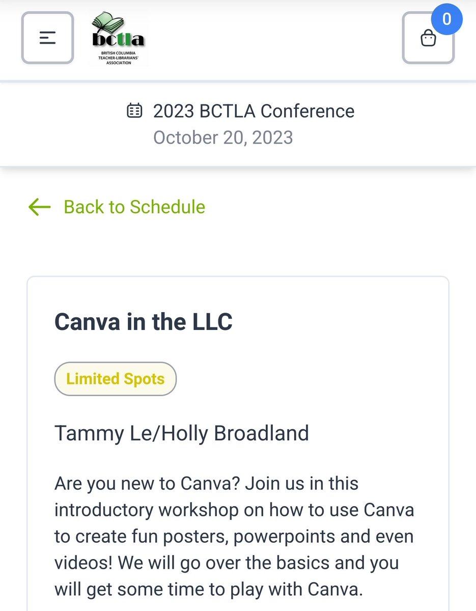 I'm excited to present a <a href="/canva/">Canva</a> in the library learning commons workshop with Tammy Le at today's @bctla conference. #bctla #psaday