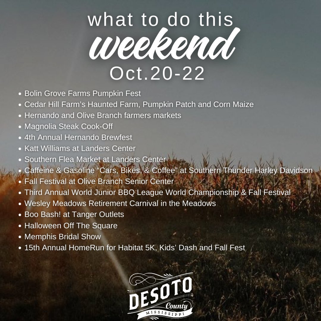 VisitDeSotoCty's tweet photo. Check out all the fall festivities happening in DeSoto County this weekend!🍁 🍂 https://t.co/PXinuwXKg3