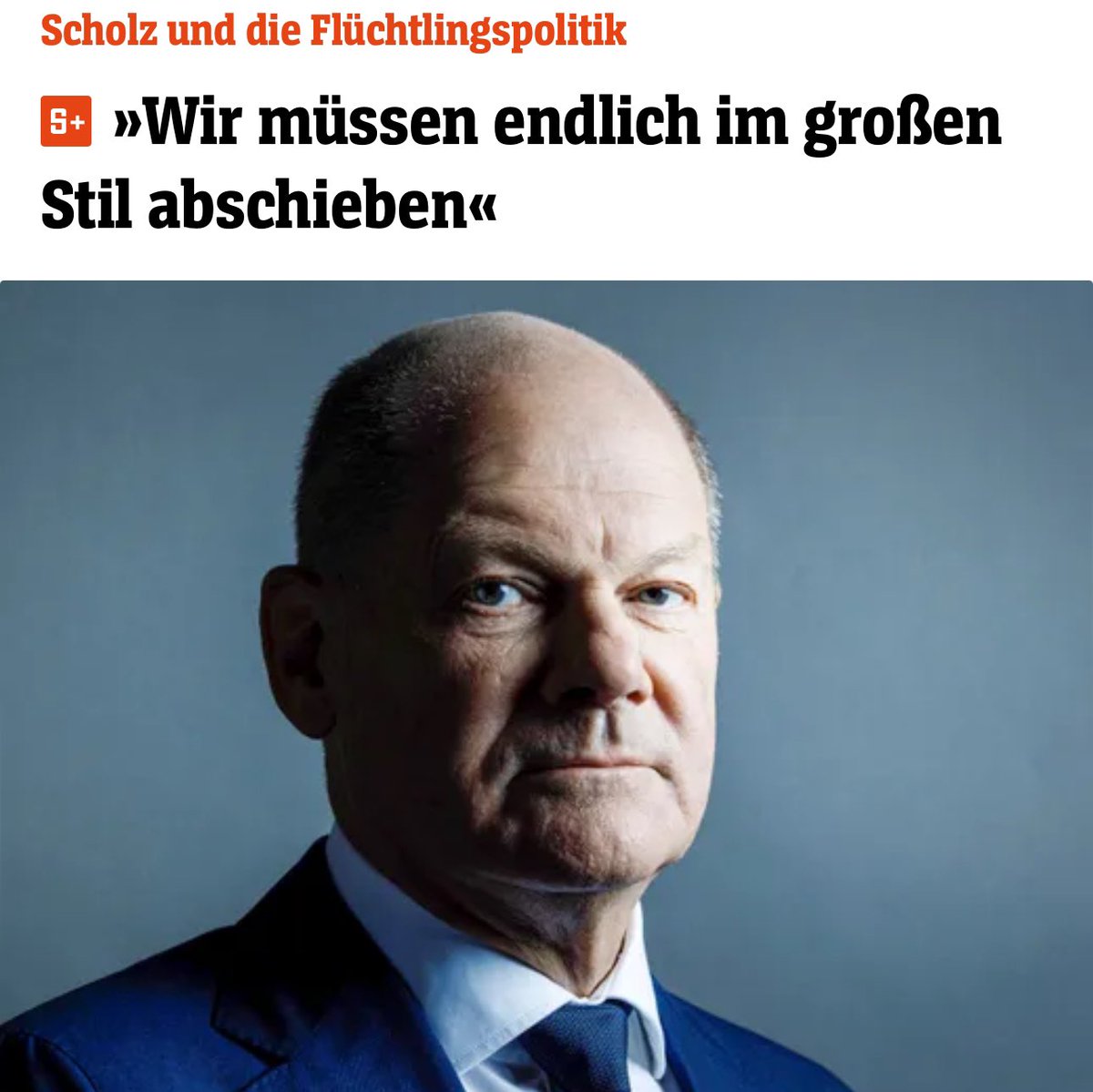 DiEM_25's tweet image. Incredible: German chancellor Olaf Scholz calls for a reduction in the number of refugees coming into Germany, and says he now favours large-scale deportations.

The criminalising of displays of solidarity with Palestine is turning into full-scale, unashamed racism.