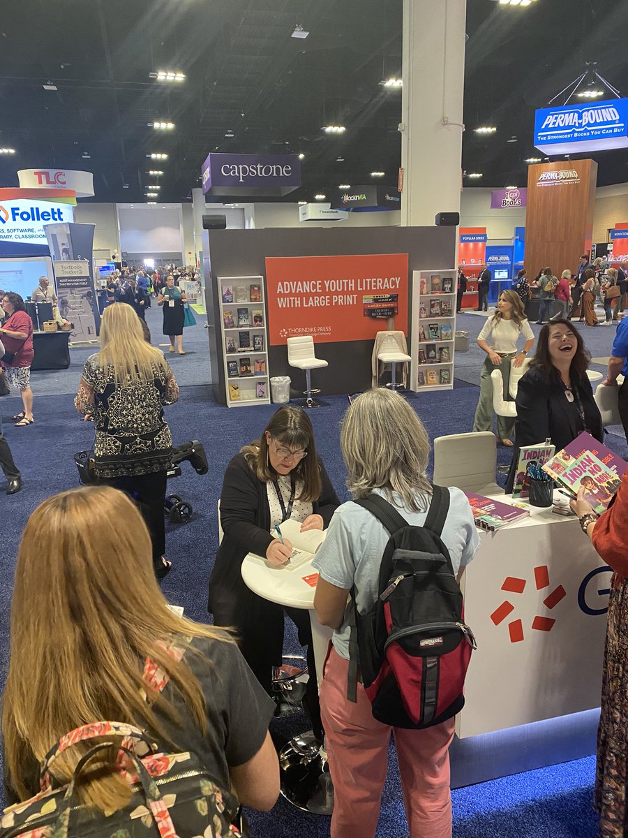 teresaminnaugh's tweet photo. At #aasl23? Quick - run to @galecengage @ThorndikePress booth 701. Traci Sorell, author of Indian No More, is here signing her book!! https://t.co/N9siZ4W8wJ