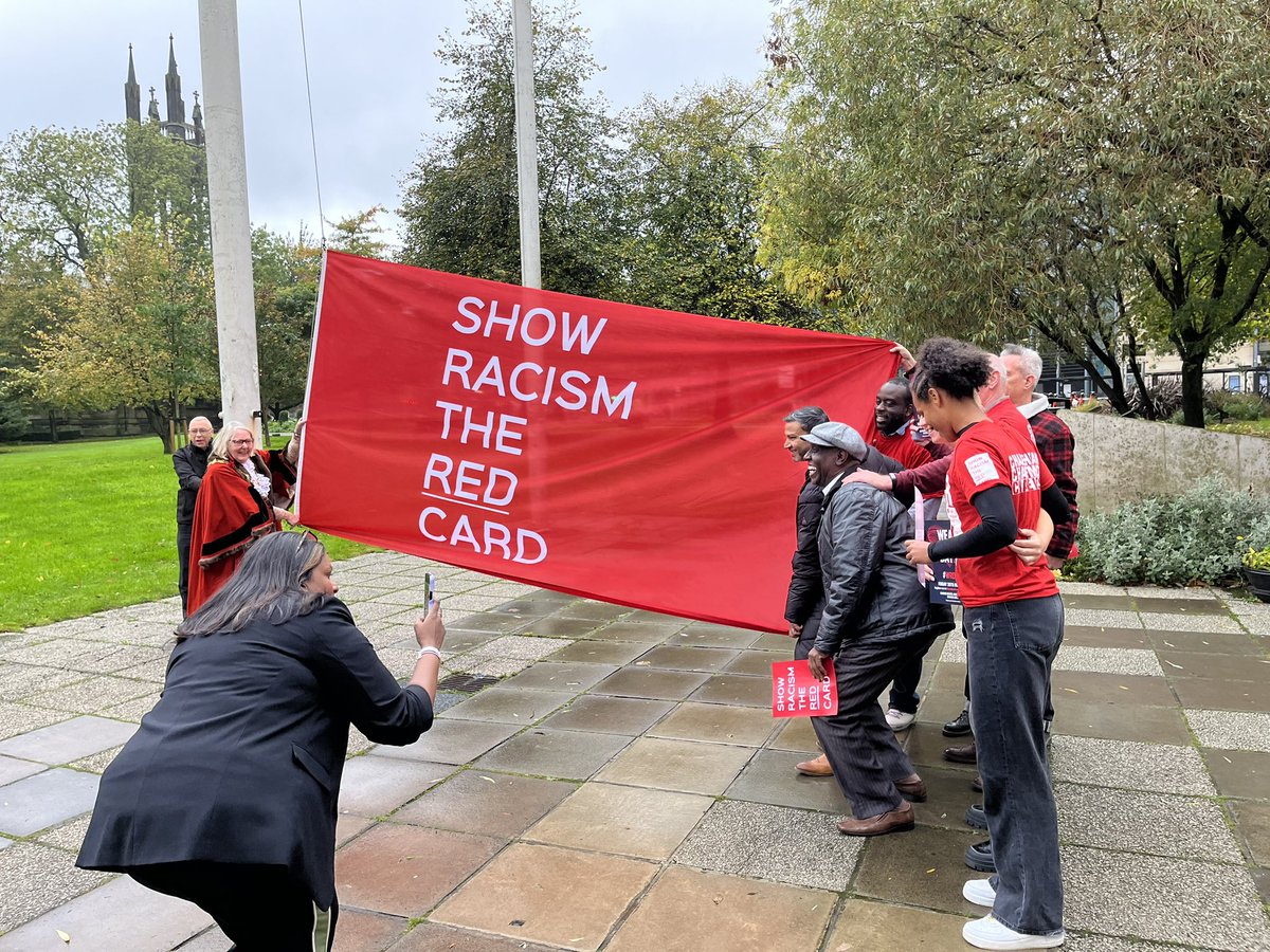 Lovely morning at Newcastle Civic Centre celebrating the work of Show Racism the Red Card #WRD23