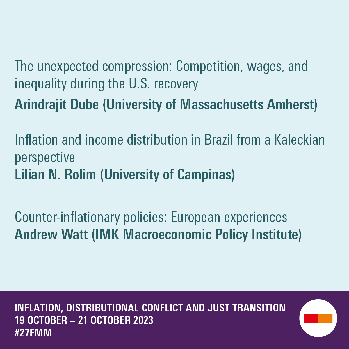 boeckler_de's tweet photo. 📺Heute ab 17:30 Uhr im Livestream: “Experiences with inflation, distributional conflict and counter-inflationary policies” –  die zweite Plenary Sessions der @FMM_macro Conference des @IMKFlash  #27FMM
Hier geht es zum Livestream👇
https://t.co/8GO2xxbHbX https://t.co/0LywzS6uue