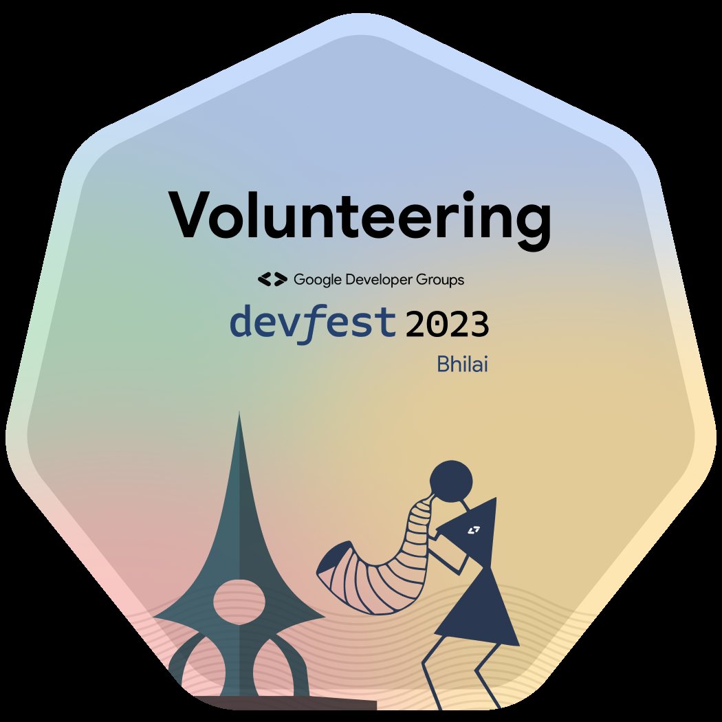 I'm thrilled to share that I've been selected as a #DevFestBhilai volunteer! 🎉Thanks to @gdgbhilai for this wonderful opportunity. Let's make it a memorable event! 🌟🚀