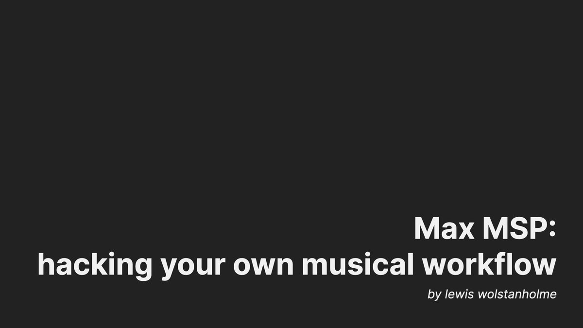 Lewis Wolstanholme (@lwolstanholme) on Twitter photo Gave a fun little talk yesterday to the @ICMPLondon masters students about incorporating <a href="/cycling74/">Cycling '74</a>'s Max into their musical workflows. 🙌 Gave a fun little talk yesterday to the @ICMPLondon masters students about incorporating <a href="/cycling74/">Cycling '74</a>'s Max into their musical workflows. 🙌