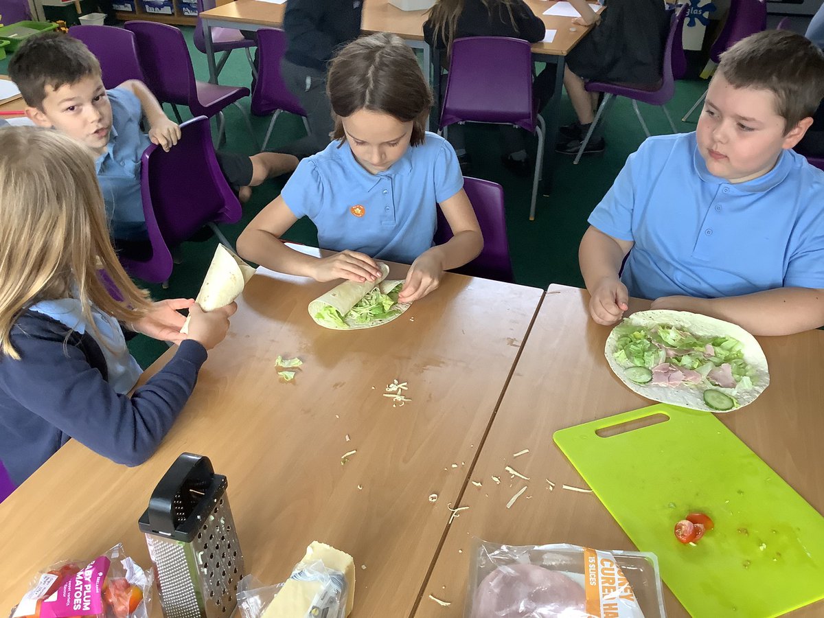 Year 3 have been very healthy this afternoon in Feel Good Friday making wraps.