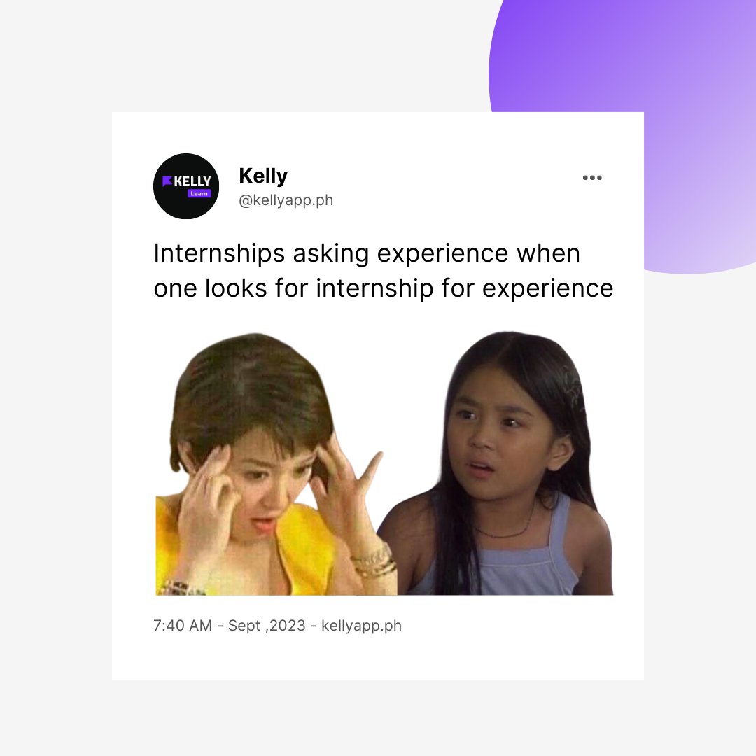 Internships be like: 'Experience required!' 🤯 

But hey, at Kelly, we believe in giving opportunities to aspiring interns without the experience.   

Apply now at: kellyapp.ph/kellybre.html 💼🚀

#InternshipStruggles #InternshipOpportunities #NoExperienceNeeded #CareerKickstart