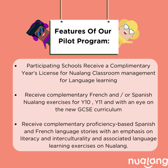 Elevate your new GCSE language teaching with <a href="/nualangapp/">Nualang</a>'s pilot. A big thanks to @VEverettMFL &amp; <a href="/BotonesSalgado/">Esmeralda Salgado</a>. Schools, seize this opportunity! Details: docs.google.com/forms/d/e/1FAI…
