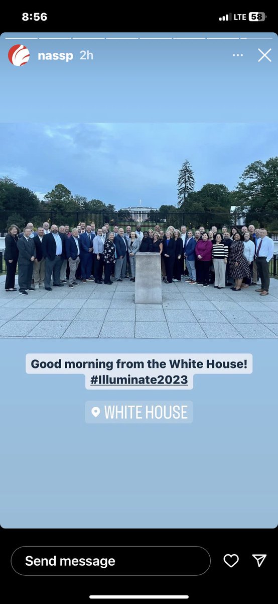 winterbottom132's tweet photo. Greetings from 1600 Pennsylvania Avenue! @AACountySchools @NASSP https://t.co/FBiruju92I