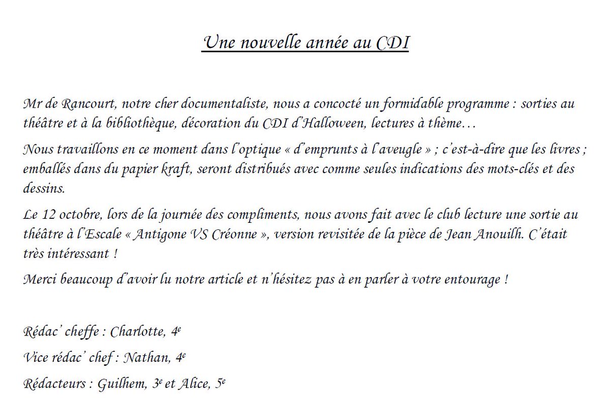 la_bechellerie's tweet photo. Le #clublecture du collège se présente à l'ensemble des élèves : il se réunit chaque jeudi, au #CDI. Le projet en cours s'inspire de #TheVoice : inviter à emprunter des livres "à l'aveugle", avec comme seules indications des mots-clés et des dessins.
#lecturegrandecausenationale https://t.co/5MHOf2e0OI