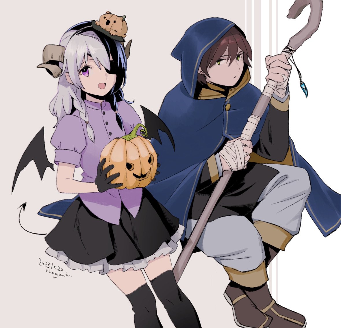 「うちの子に服を #創作 #2023ハッピーハロウィン」|茶原@執筆漫画連載中のイラスト