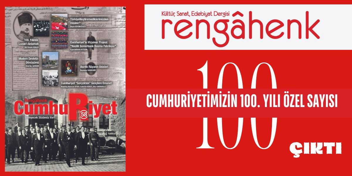 Rengâhenk Dergimizin "Cumhuriyetimizin 100. Yılı Özel Sayısı" Çıktı..

Sitemizden okuyabilirsiniz...
kocav.org.tr/2023/10/20/ren…