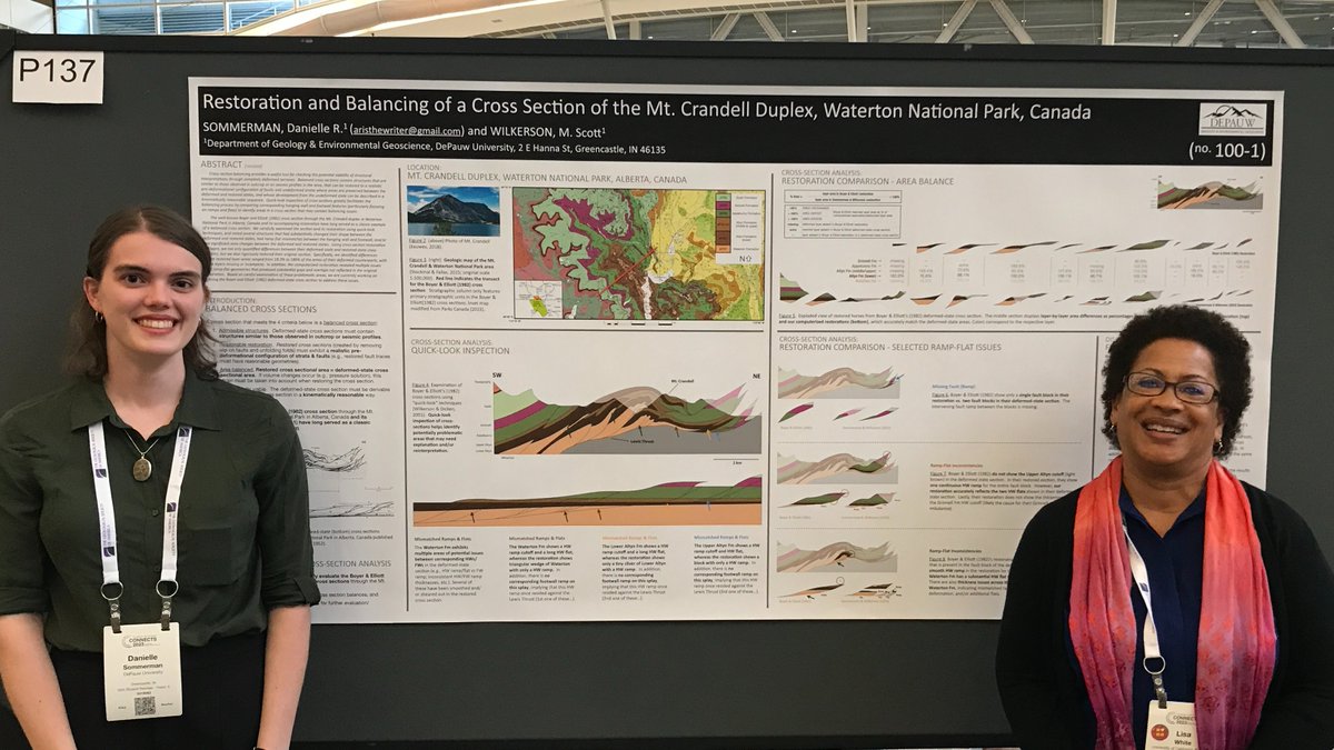 DePauwGeo's tweet photo. @DePauwU Geology &amp; Env. Geoscience had another great year at GSA!  Congrats to Dannielle Sommerman ('25) and Ben Wilkerson ('24) for their presentations! As always, we enjoyed a visit from @lisatoafault and alums, Ben Magnin and @sahenness98. @DrLoriDePauwU @geosociety https://t.co/Nssqdr9im0