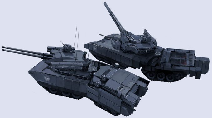 戦車の絵です。皆さんはこの戦車、どう思いますか? 私はかっこいいとは思います。前後に分かれているところと、砲塔がコンパクトでかつ全体的に平べったいところが良いですよね。