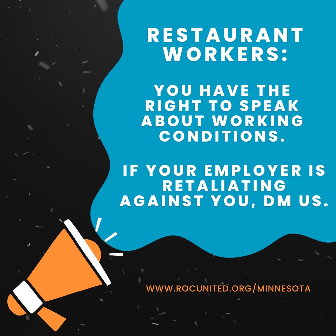 No matter where you work, you have the right to speak about working conditions. Wages, scheduling, health &amp; safety are too important to not talk about. #KnowOurRights #FOH #BOH #Restaurants