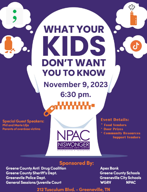 Come to NPAC this Thursday, Nov. 9th at 6:30 to learn "What Your Kids Don't Want You To Know". Admission is free!
#npac #GCS #whatyourkidsdontwantyoutoknow