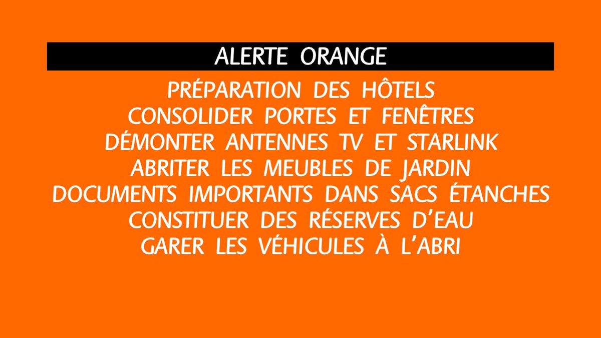 Avis de tempête #tammy #SXM #SBH :
- vents de +100km/h dans la nuit samedi - dimanche
- fortes pluies
- houle 2,5m-5m
- marine militaire prépositionnée à Saint-Martin