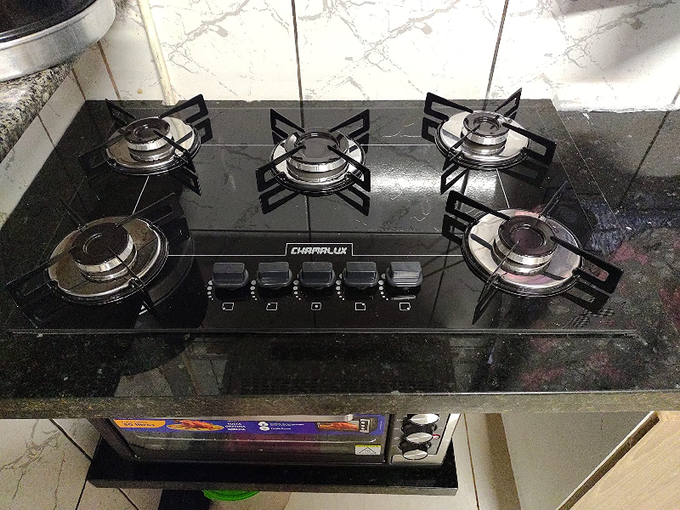 Cooktop 5 bocas Chamalux ultra chama preto Bivolt Trempe de Chapa