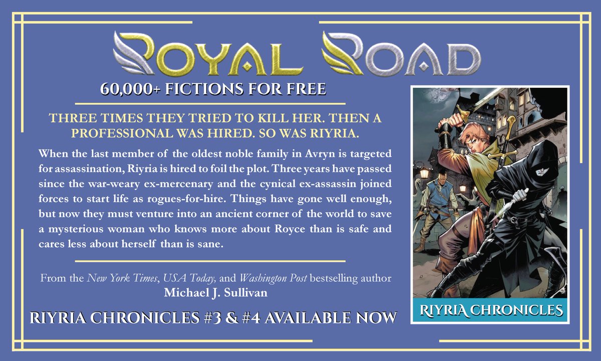 Royal Road just passed it's 60,000 fiction milestone - all available for free, including two full-length novels featuring Royce and Hadrian.  Currently rated #42 on the Best-Rated List. Check it out! #RoyalRoad #RR #FreeFiction
bit.ly/3rYnxbC