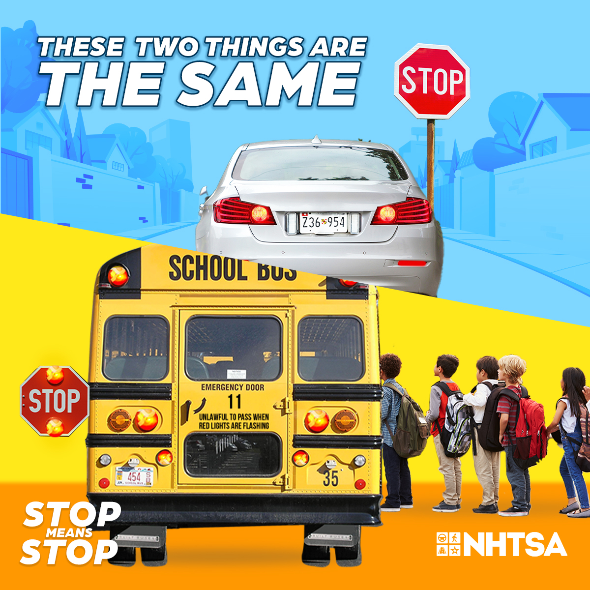 MyFDOT_Miami's tweet photo. See the school bus stop-arm? Time to STOP. Racing past the arm puts young lives in jeopardy. #StopForBuses https://t.co/DdIFcPdacs