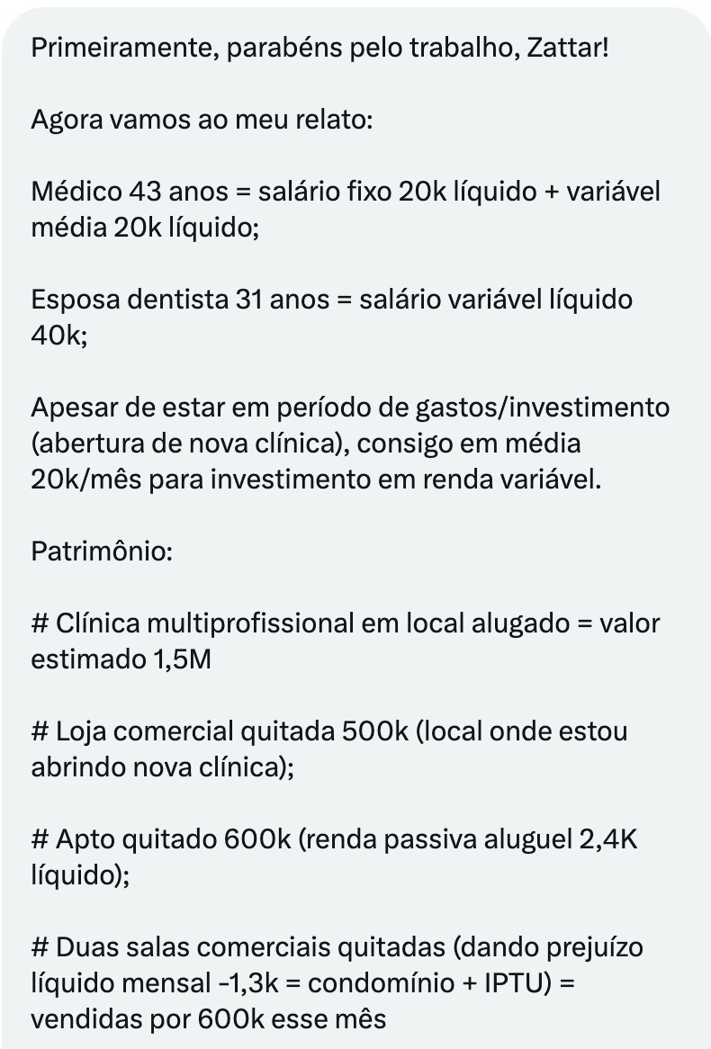 Rafael Zattar on X: Casal com renda mensal de 80 mil reais no #Zflix. 💰  Ele: Médico: 40k. 👨‍⚕️ 40k. Ela: Dentista: 40k. 👩‍⚕️ 40k. AP: 600k 🏠💰 2  viagens por ano (