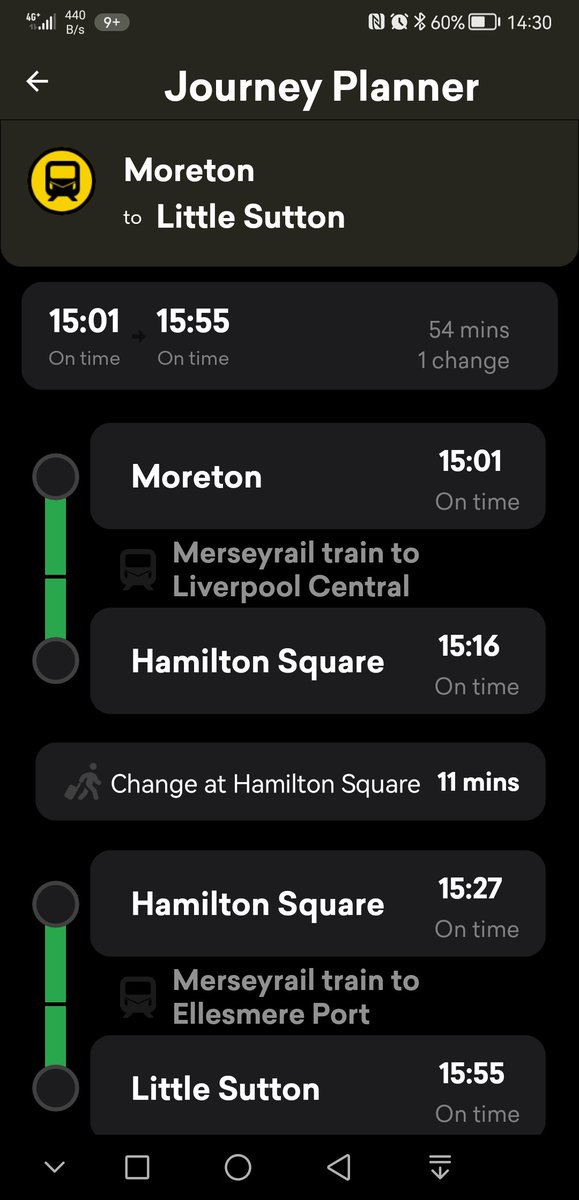 Big_Phil's tweet photo. @merseyrail As usual, MerseyTravel app saying everything is normal yet also state bus replacement from Rock Ferry in big red warning, yet Trainline saying nothing leaving Hamilton Sq towards Hooton. Which is it please? 🤔 https://t.co/a1JyzRWeR1