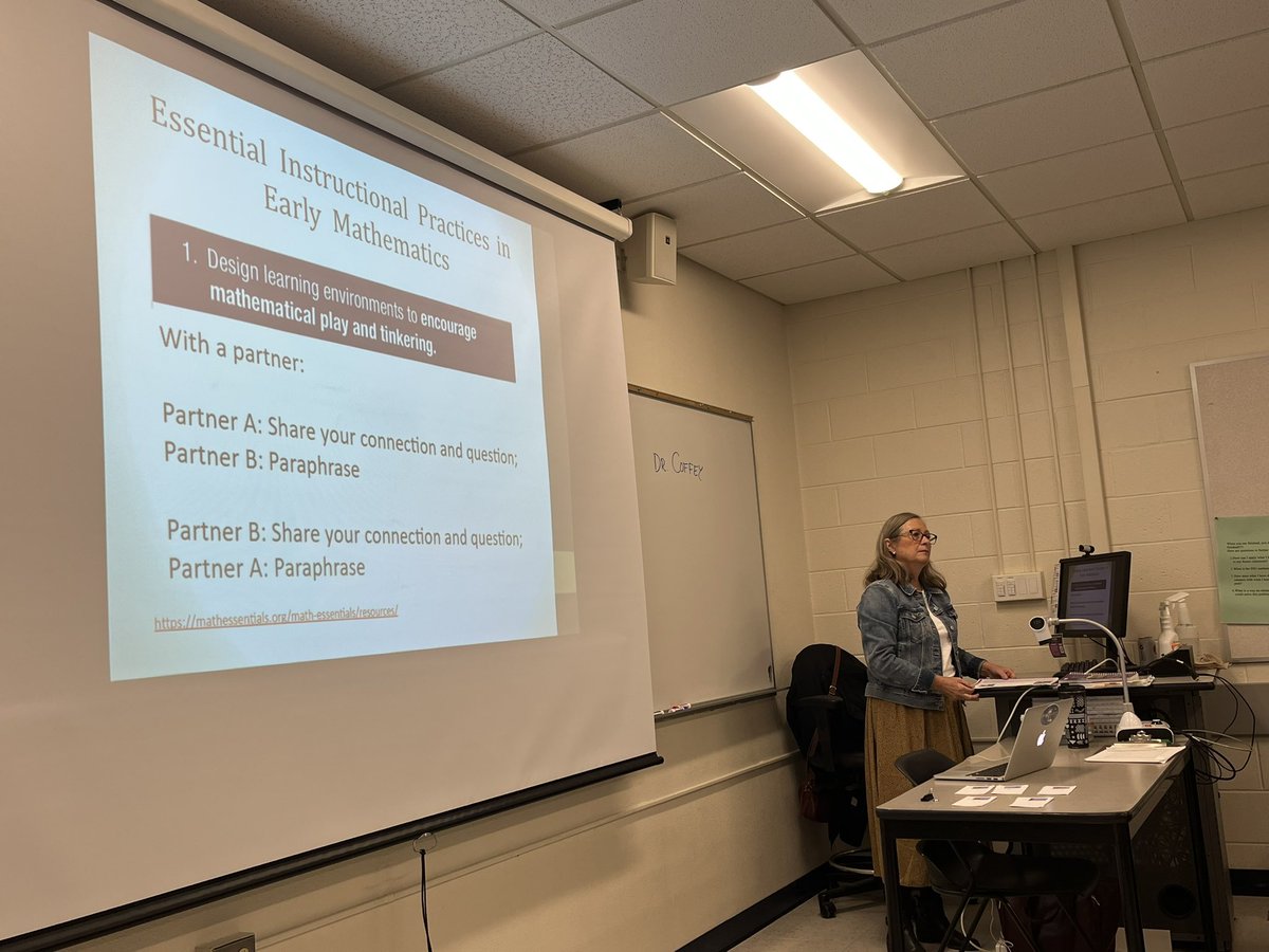 delta_dc's tweet photo. Dr. @literacygurl discussing @MIearlymathEIPs practice 1 on #PLAY with future teacher leaders in #MTH226. #MIMathEssentials https://t.co/R0ClaM3w74