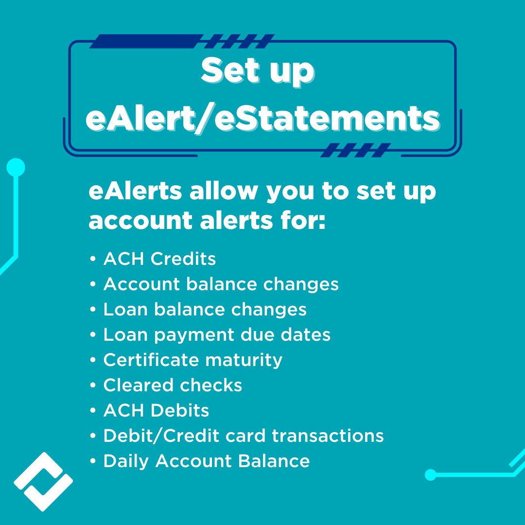 October is National Cyber Security Awareness Month! We are committed to helping our members stay safe online. Check out these 2 tips for protecting your info: Set up eAlert/eStatements &amp; use card control. Get more tips for securing your identity &amp; accounts bit.ly/3Pa3tdS
