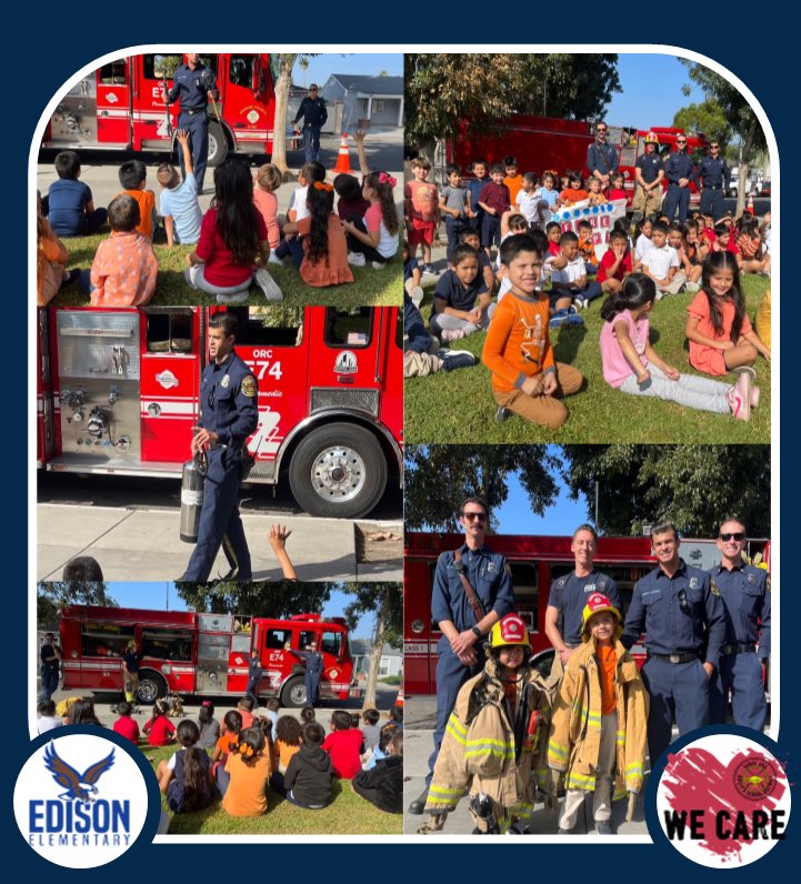 EdisonSAUSD's tweet photo. This week our TK and Kindergarten classes enjoyed a special visit from @ocfireauthority #sausd #edisonsausd #edisoneagles #eaglepride #soaringeagles #WEareSAUSD #SAUSDSTRONG #BetterTogether https://t.co/6pjeuwUrbX