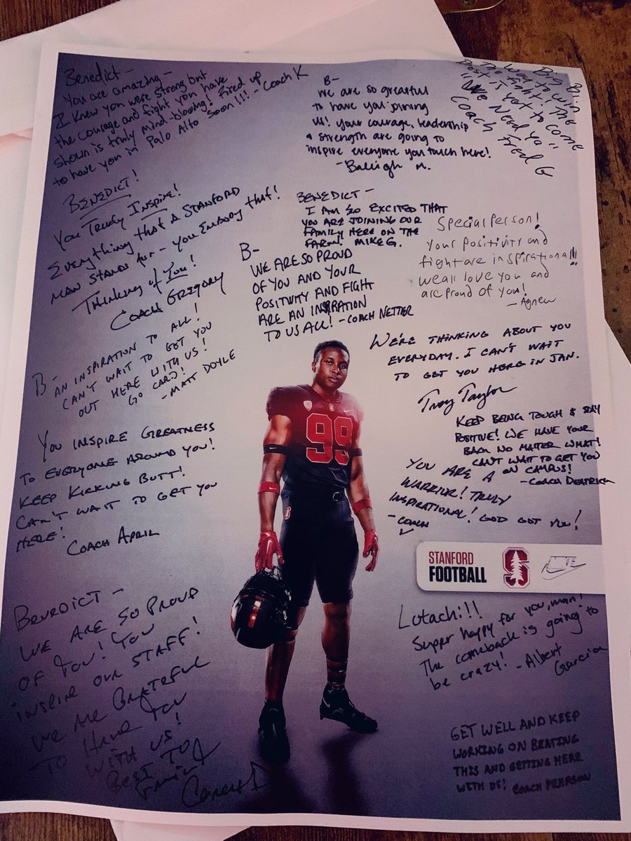 Going to frame this and put it up on my wall. I can't thank the @StanfordFball staff enough for all the support they've shown me in these in hard times.