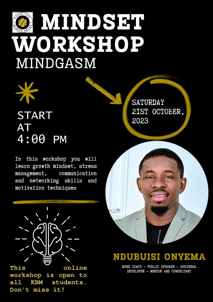 knowtheblocks_'s tweet photo. #Igi_àgbàsáré update!

Working and learning is good. It's great even. But maintaining a balance between work and life is better. 

We are inviting all #KBM students to this mindset workshop to share useful tips and methods to stay motivated. https://t.co/EsLFv0vgCS