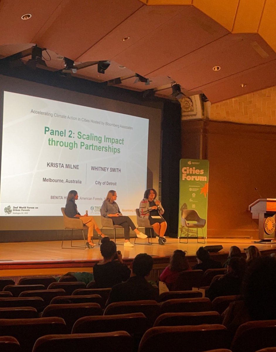 “It’s not only distributional equity or procedural equity, but we’re also focused on economic equity.” @CityofDetroit and DTEP’s Whitney Smith discussing the importance of workforce development and using a diverse approach to #TreeEquity.
#WFUF2023 #DetroitTreeEquity #CitiesForum