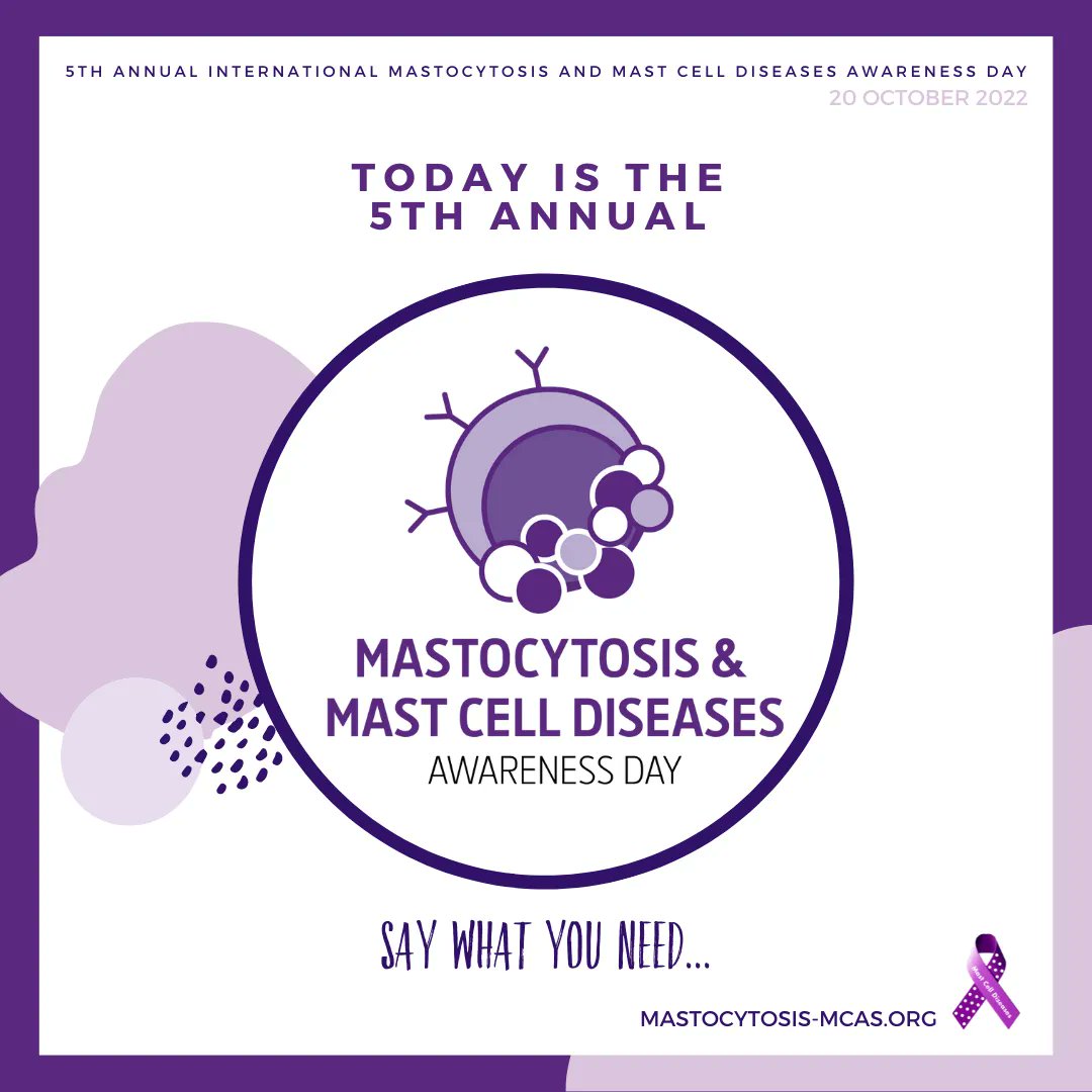 October 20th is #mastcellawarenessday! Creating more awareness leads to a quicker diagnosis and treatment path for patients suffering from symptoms of mast cell diseases. Many #pwME and #pwLC are also being diagnosed with #MCAS. At RTHM we look for MCAS in all of our patients!