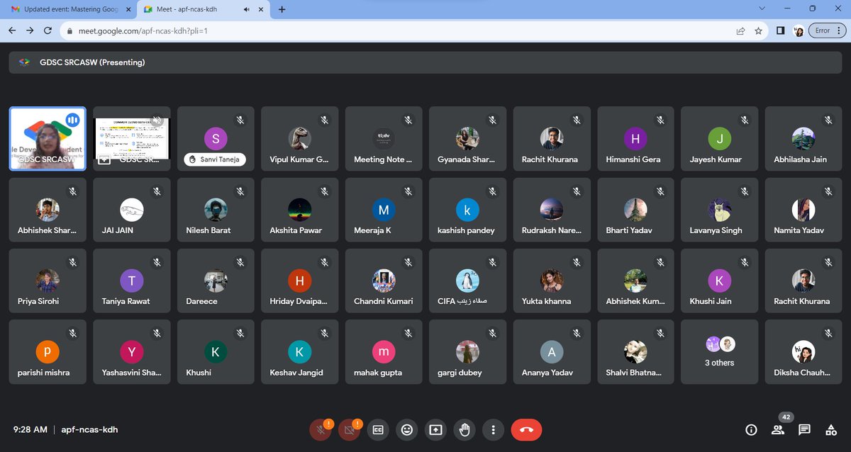 gdsc_srcasw's tweet photo. Google Cloud Study Jams Session 2: Successfully Completed✅
Thanks to our facilitator @SmileWithKhushi for an insightful session on cloud computing, infrastructure & core services of #GoogleCloudPlatform☁️✨
#CloudStudyJams #GDSC #GCP @GoogleDevsIN https://t.co/yGs7wjiJuF