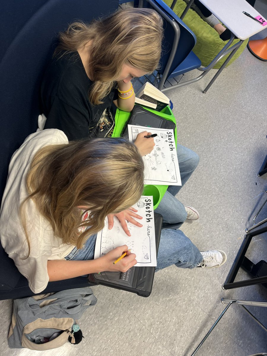 Sketch Notes for the win this week while reading Summer of the Mariposas! Kids loved it…and I liked seeing how their brains processed what they were hearing…comic frames, some with words, and definitely found some “happy little trees” like Bob Ross! <a href="/RamseyMS_JCPS/">Ramsey Middle School</a>