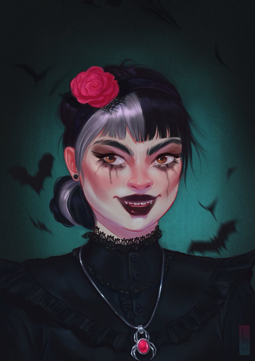 Archvisi_'s tweet photo. Ok, I think it's time for Halloween themed artwork 🎃👻 I managed to make it on time 😅

#Procreate #digitalart #illustration #portrait #Vampire #artistsontwitter https://t.co/DLIdqDjzh8