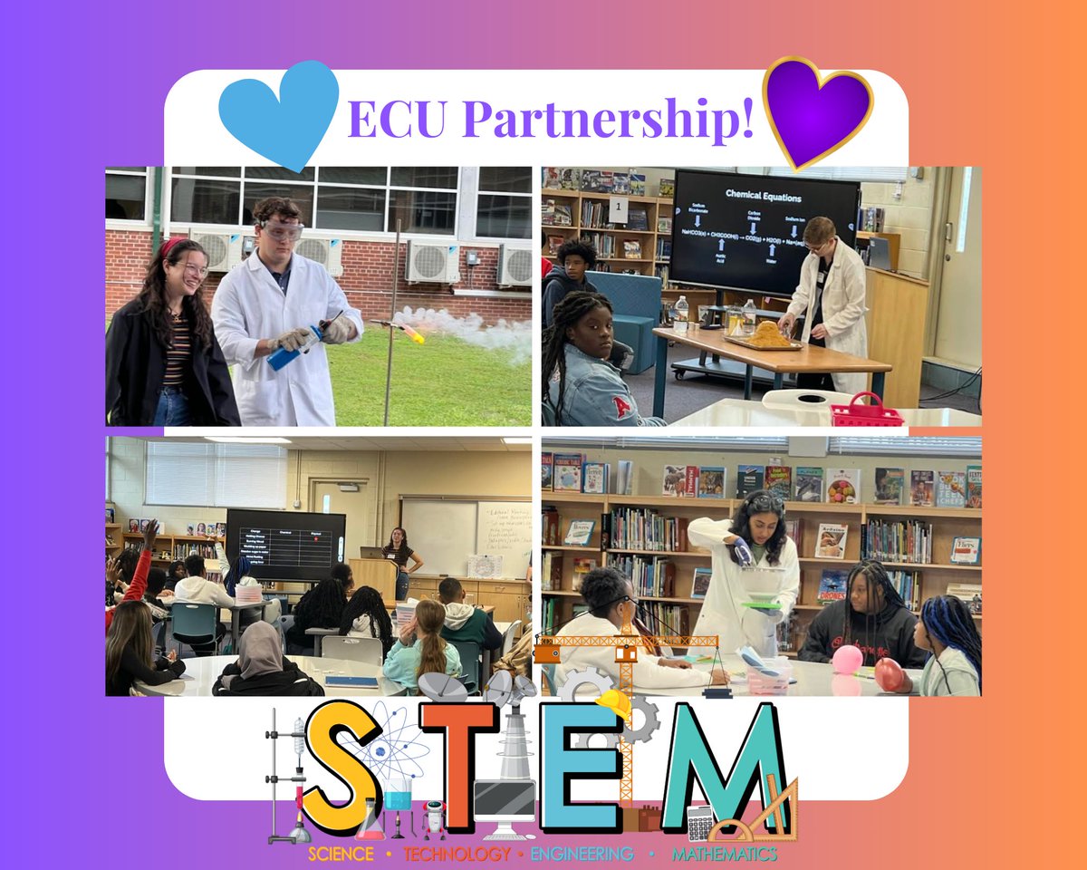 Guest speakers from the STAR graduate program at East Carolina University presented demonstrations and hands-on experiments for physical and chemical changes with our 8th-grade science scholars. #CMeShine ✨ #CMEstem