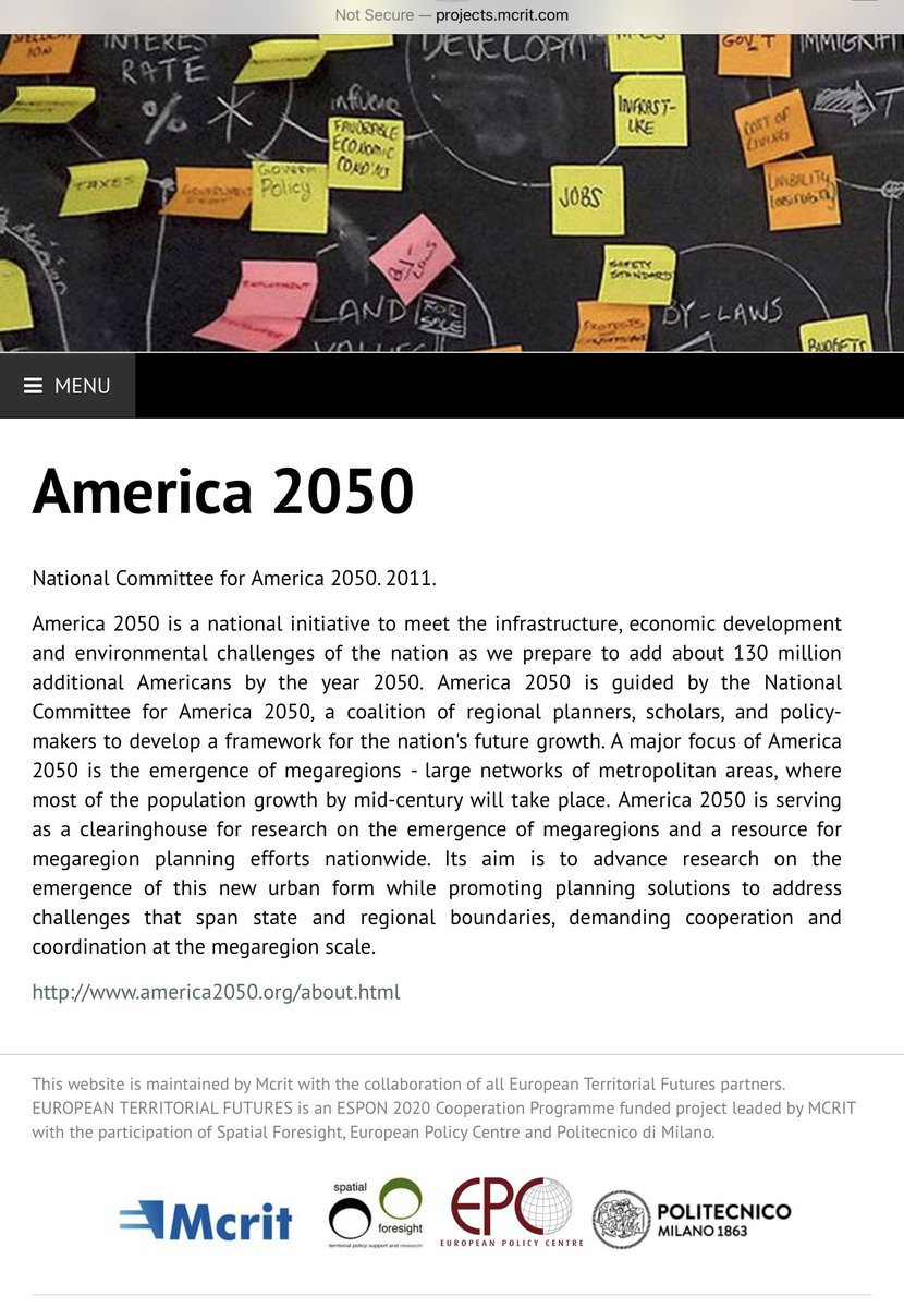 KimWexlerMAJD's tweet image. #MegaRegion is the term used by the #America2050 initiative to describe “a group of two or more roughly adjacent metropolitan areas that, through commonality of systems—e.g., of transport, economy, resources, and ecologies—experience a blurring of the boundaries between the