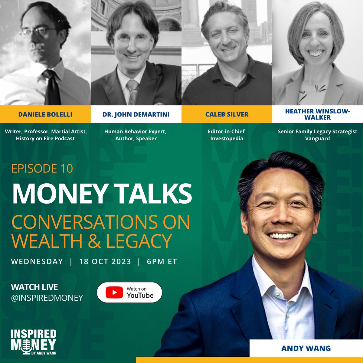 Watch this fascinating discussion on wealth and legacy with a historian, human behavior expert, award-winning financial journalist, and Senior Family Legacy Strategist at Vanguard. Hope you'll join me on this inspired journey. Watch here: youtube.com/live/Ayb9tVpFe…