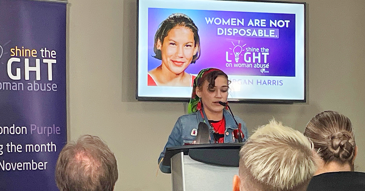 Shine the Light on Woman Abuse by @endwomanabuse will kick off Nov. 1 with a tree lighting at Victoria Park & Wear Purple Day Nov. 15. Cambria Harris leads a movement to search landfills in Manitoba to find murdered women including her mother, Morgan Harris - a campaign honouree.